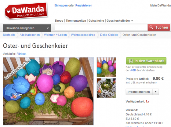 Oster- und Geschenkeier von Filzicus